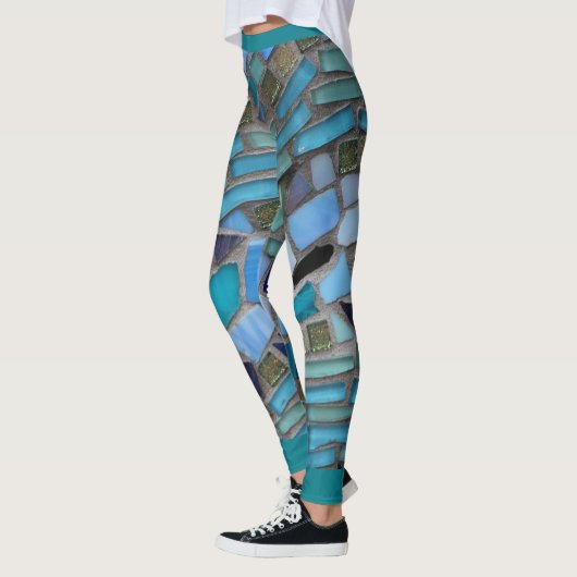 Leggings Mosaïque de verre bleu de la mer (Gauche)
