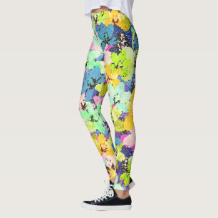 Leggings Mosaïque d'orchidées multicolores,