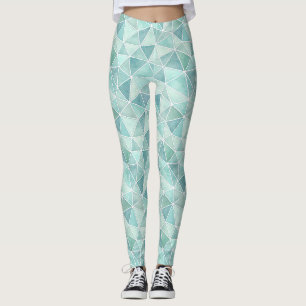 Leggings Mosaïque Géométrique Aqua Pâle – Polygone