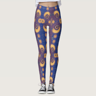 Leggings Mosaïque géométrique plum or marine design kitty v