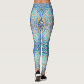 Leggings mosaïque marocaine multicolore turquoise aqua bleu (Dos)