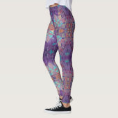 Leggings mosaïque marocaine rouge violet turquoise art géom (Gauche)