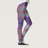 Leggings mosaïque marocaine rouge violet turquoise art géom (Droite)