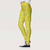 Leggings Mosaïque vert doré géométrique design kitty voices (Gauche)