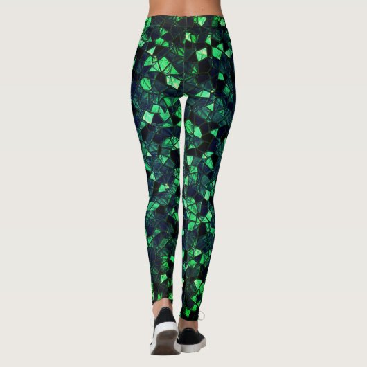 Leggings Mosaïque verte noire avec couleur partiellement en (Dos)