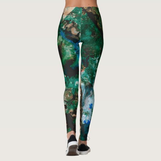 Leggings Moss Agate Green Crystal Geode Abstract (Dos)
