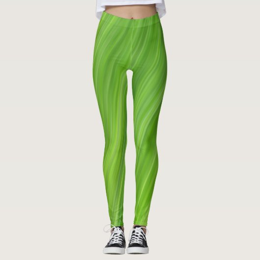 Leggings Motif à bandes vertes (Devant)