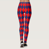 Leggings Motif à carreaux en Harlequin rouge et bleu (Dos)