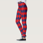 Leggings Motif à carreaux en Harlequin rouge et bleu (Gauche)