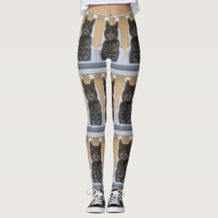 Leggings Motif à carreaux Tabby Cat