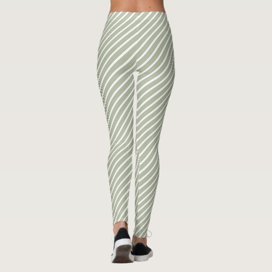 Leggings Motif à cinq bandes vert et blanc olive (Dos)