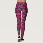 Leggings Motif à coeur noir et rose chaud (Dos)
