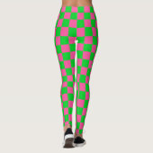 Leggings Motif À damiers chèque rose vert (Dos)