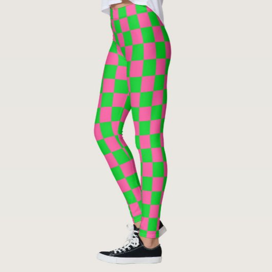 Leggings Motif À damiers chèque rose vert