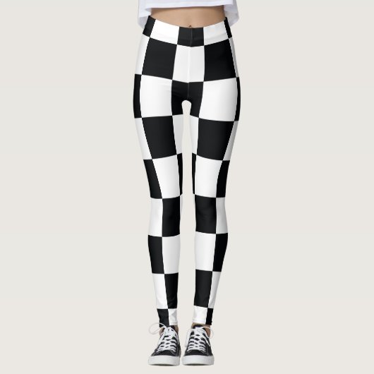 Leggings Motif À damiers noir et blanc (Devant)