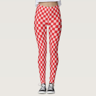 Leggings Motif À damiers rouge et rose