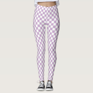 Leggings Motif À damiers violet et blanc