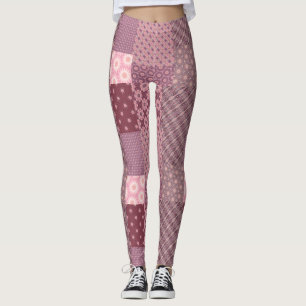 Leggings Motif à écaille rose et bordeaux
