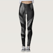 Leggings Motif à feuille noire (Devant)