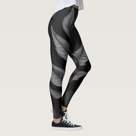 Leggings Motif à feuille noire (Droite)