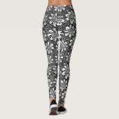 Leggings Motif à fleurs à main 140617 - Noir (Dos)