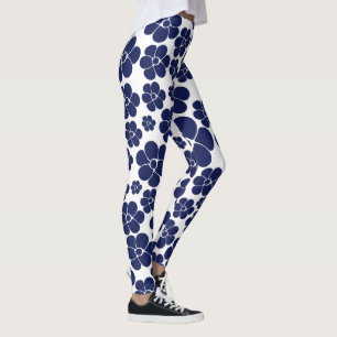 Leggings Motif à fleurs - Bleu et Blanc
