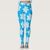 Leggings Motif à fleurs bleues délicates (Devant)