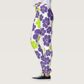 Leggings Motif à fleurs en vert citron et violet (Gauche)