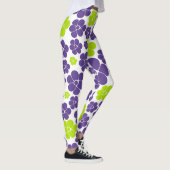 Leggings Motif à fleurs en vert citron et violet (Droite)