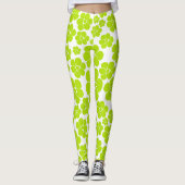 Leggings Motif à fleurs en vert et blanc citron (Devant)