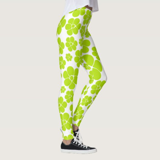 Leggings Motif à fleurs en vert et blanc citron (Droite)