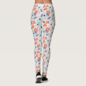 Leggings Motif à fleurs moderne orange et bleu (Dos)