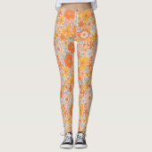 Leggings Motif à fleurs Orange Retro (Devant)