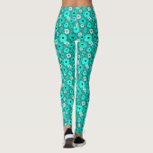 Leggings Motif à fleurs turquoise (Dos)