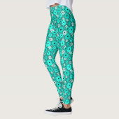 Leggings Motif à fleurs turquoise (Gauche)