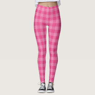 Leggings Motif à motifs de losanges rose de plaid de