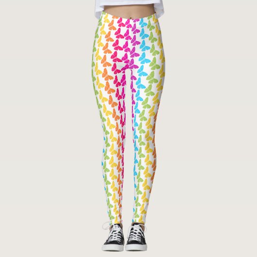 Leggings Motif à papillon arc-en-ciel coloré mignon (Devant)