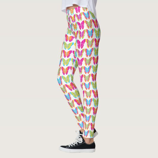Leggings Motif à papillon arc-en-ciel mignon (Gauche)