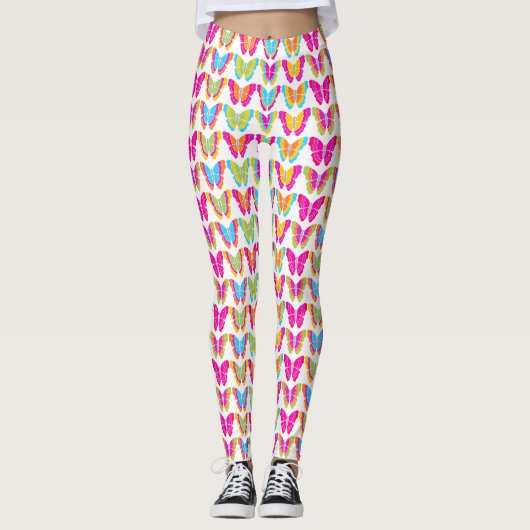 Leggings Motif à papillon arc-en-ciel mignon (Devant)