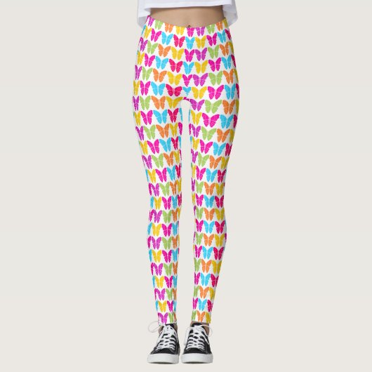 Leggings Motif à papillon arc-en-ciel mignon (Devant)