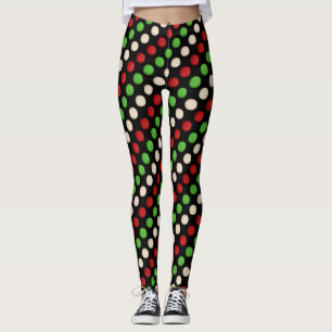 Leggings Motif à points blanc vert rouge