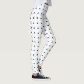 Leggings Motif à points bleu Polka sur blanc (Droite)