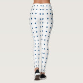 Leggings Motif à points bleu Polka sur blanc (Dos)