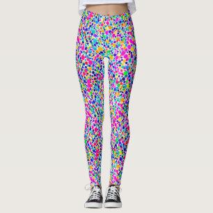 Leggings Motif à points de couleur arc-en-ciel abstrait aqu