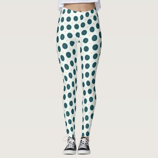 Leggings Motif à points de Polka Turquoise rétro - minimali (Devant)