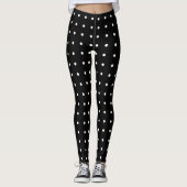 Leggings Motif à points Polka blancs sur noir (Devant)