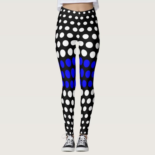 Leggings Motif à points Polka bleu et blanc (Devant)