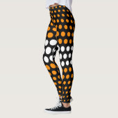 Leggings Motif à points Polka orange et blanc (Gauche)