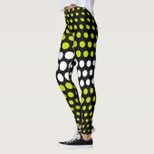 Leggings Motif à points Polka vert et blanc (Gauche)