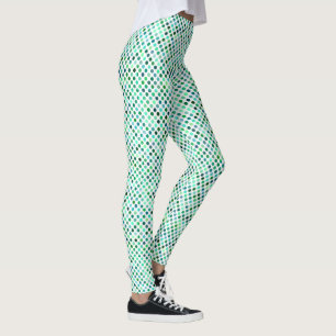 Leggings Motif à points Polka vert et bleu